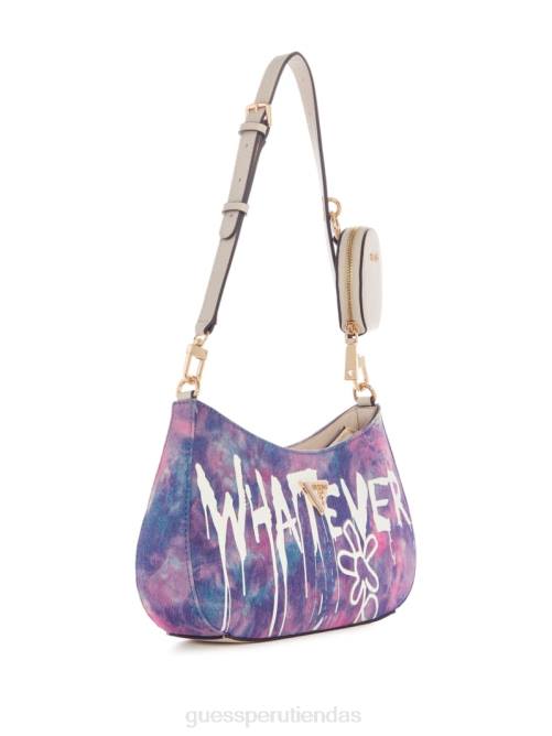 GUESS cualquier bolso de hombro de graffiti art mujer 0P8X3048 teñido anudado de mezclilla bolsas