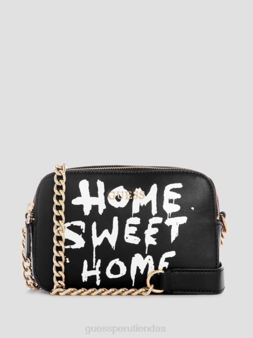 GUESS bolsa para cámara con diseño de graffiti mujer 0P8X2925 estampado floral negro bolsas
