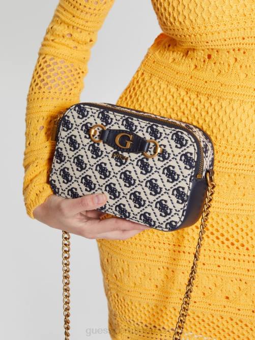 GUESS bolso cámara izzy en jacquard con logo mujer 0P8X2963 logotipo azul marino bolsas