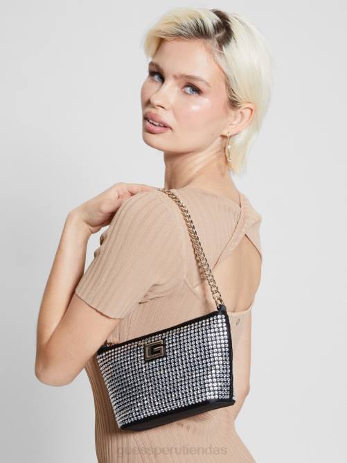 GUESS bolso bombonera dorado con glamour y cierre superior mujer 0P8X3046 estampado floral negro bolsas