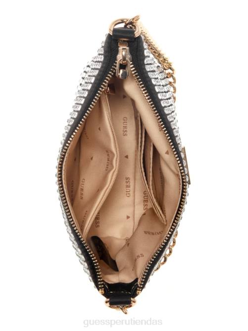 GUESS bolso bombonera dorado con glamour y cierre superior mujer 0P8X3046 estampado floral negro bolsas