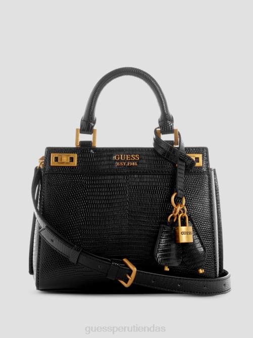 GUESS bolso mini satchel katey lagarto mujer 0P8X3259 estampado floral negro bolsas