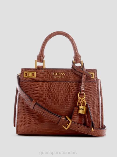 GUESS bolso mini satchel katey lagarto mujer 0P8X3260 coñac bolsas