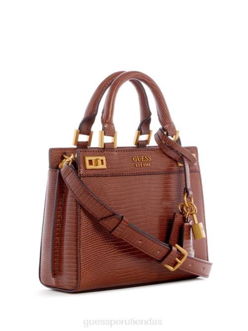 GUESS bolso mini satchel katey lagarto mujer 0P8X3260 coñac bolsas