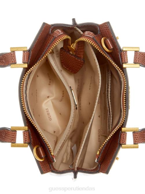 GUESS bolso mini satchel katey lagarto mujer 0P8X3260 coñac bolsas