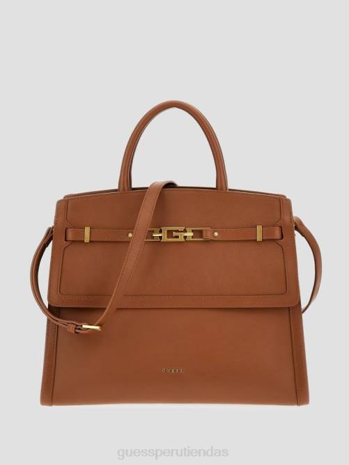 GUESS bolso satchel cristina mediano de piel mujer 0P8X2828 coñac bolsas