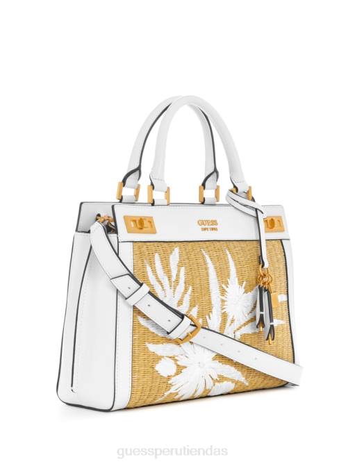 GUESS bolso satchel de lujo katey de paja mujer 0P8X3309 nuevo lavado bronceado bolsas