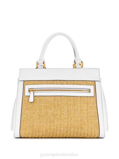 GUESS bolso satchel de lujo katey de paja mujer 0P8X3309 nuevo lavado bronceado bolsas