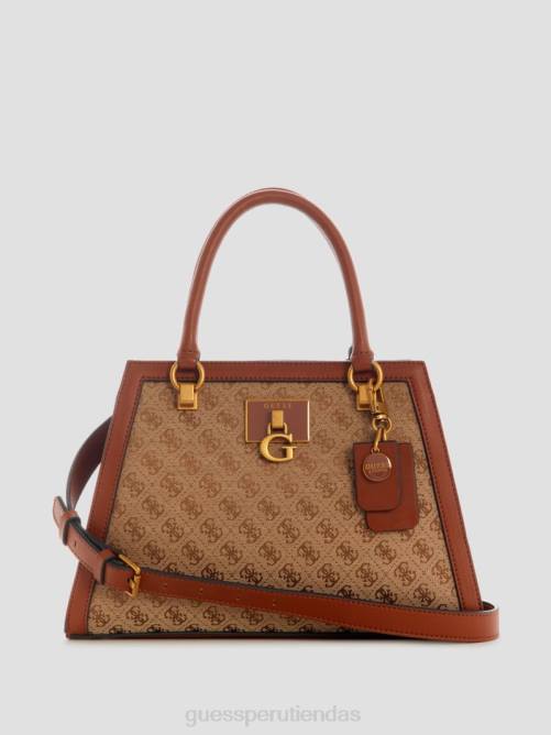 GUESS bolso satchel de novia con logo de stephi en jacquard mujer 0P8X2769 lirio verde bolsas