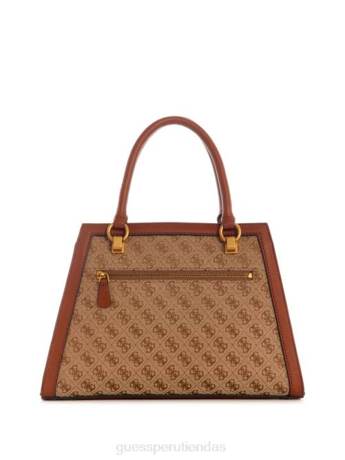 GUESS bolso satchel de novia con logo de stephi en jacquard mujer 0P8X2769 lirio verde bolsas