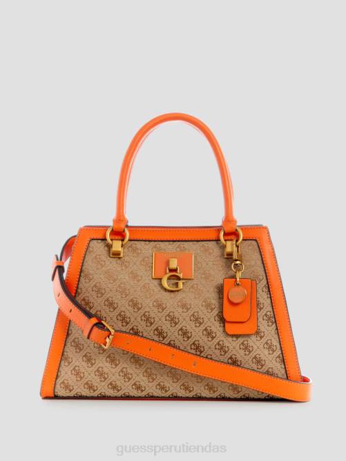 GUESS bolso satchel de novia con logo de stephi en jacquard mujer 0P8X2980 logotipo de café con leche/naranja bolsas