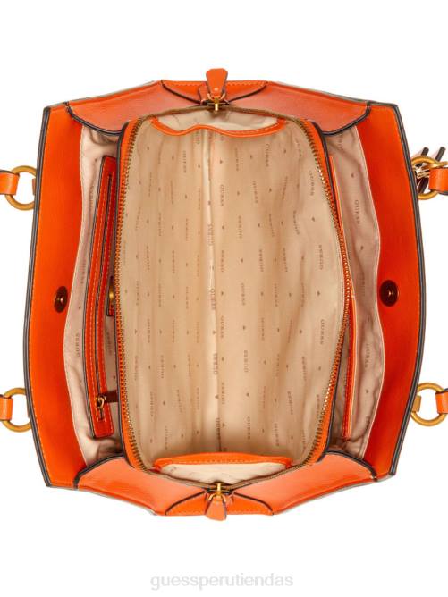 GUESS bolso satchel de novia con logo de stephi en jacquard mujer 0P8X2980 logotipo de café con leche/naranja bolsas
