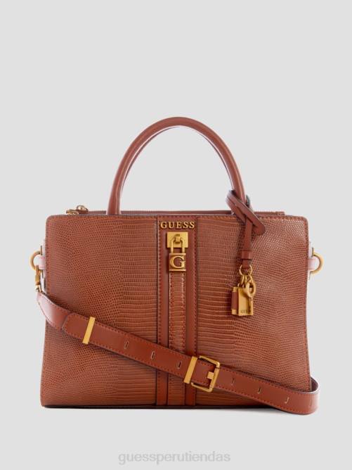 GUESS bolso satchel elite society texturizado ginevra mujer 0P8X2835 coñac bolsas