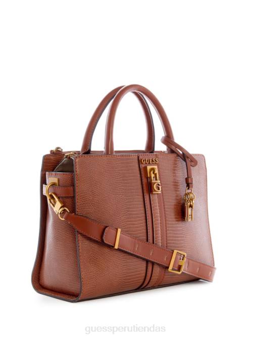 GUESS bolso satchel elite society texturizado ginevra mujer 0P8X2835 coñac bolsas