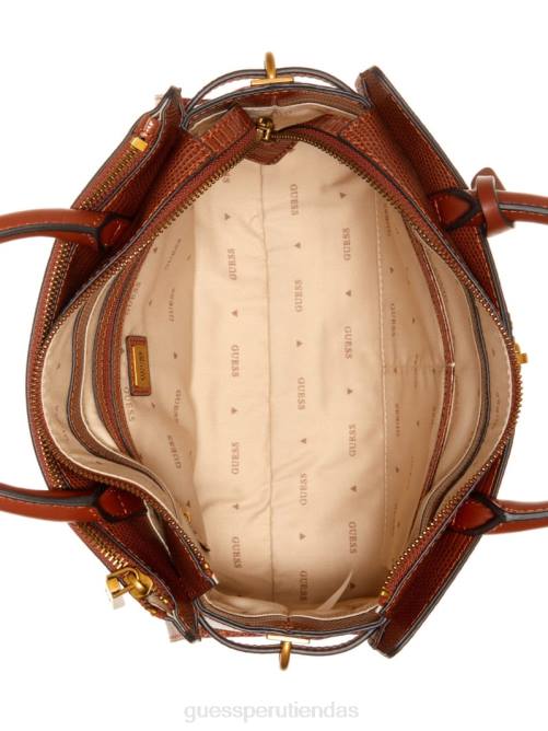 GUESS bolso satchel elite society texturizado ginevra mujer 0P8X2835 coñac bolsas