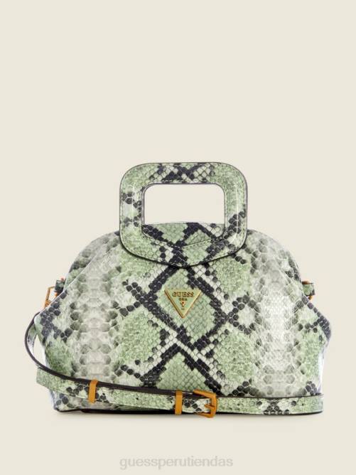 GUESS bolso satchel errin de piel de serpiente con armazón pequeño mujer 0P8X2976 rocío de mar bolsas
