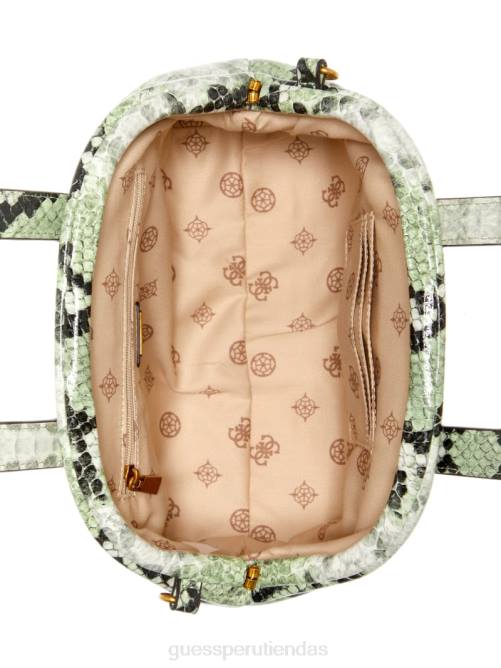GUESS bolso satchel errin de piel de serpiente con armazón pequeño mujer 0P8X2976 rocío de mar bolsas