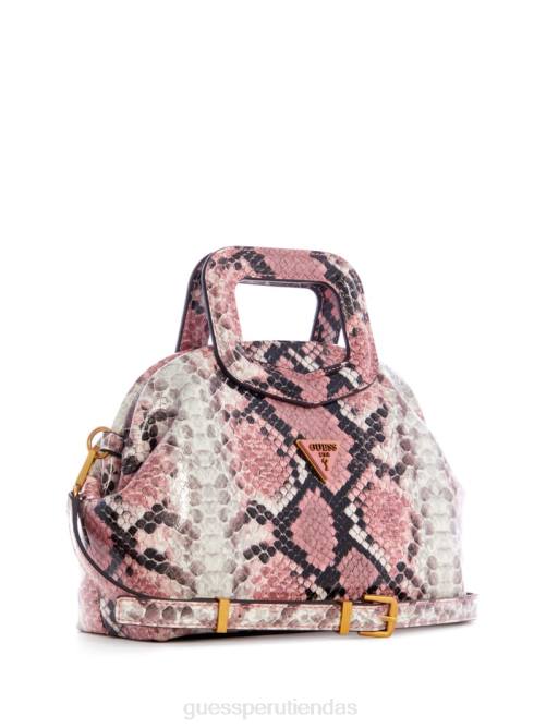 GUESS bolso satchel errin de piel de serpiente con armazón pequeño mujer 0P8X2977 pitón rosa bolsas