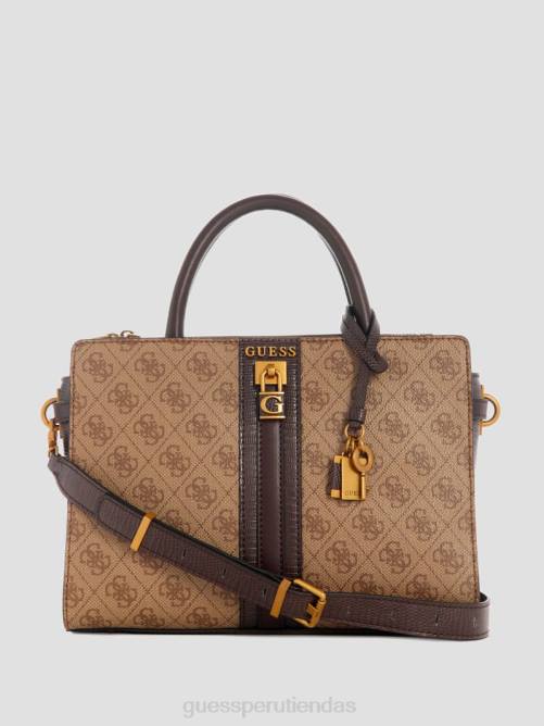 GUESS bolso satchel ginevra logo elite society mujer 0P8X2952 logotipo de café con leche bolsas