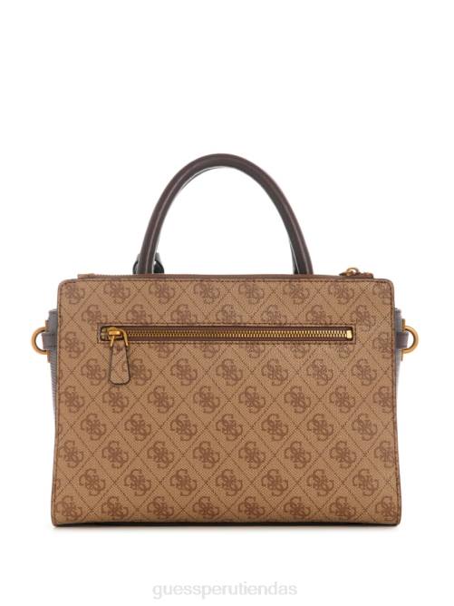 GUESS bolso satchel ginevra logo elite society mujer 0P8X2952 logotipo de café con leche bolsas