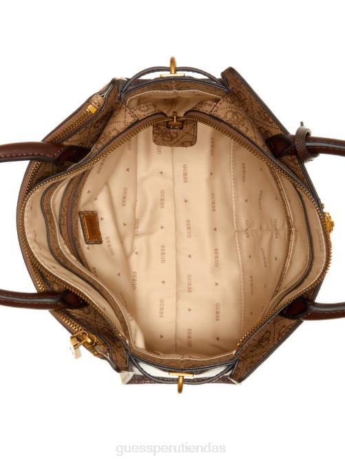 GUESS bolso satchel ginevra logo elite society mujer 0P8X2952 logotipo de café con leche bolsas