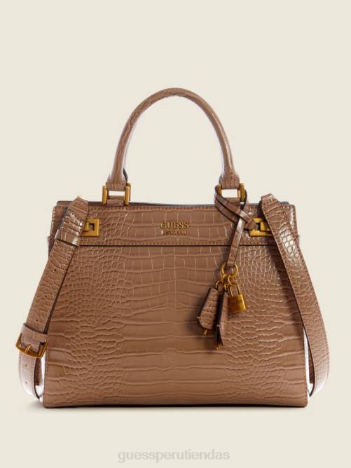 GUESS bolso satchel katey de lujo con relieve de cocodrilo mujer 0P8X3278 lirio verde bolsas