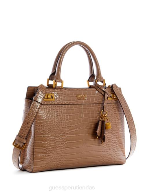 GUESS bolso satchel katey de lujo con relieve de cocodrilo mujer 0P8X3278 lirio verde bolsas