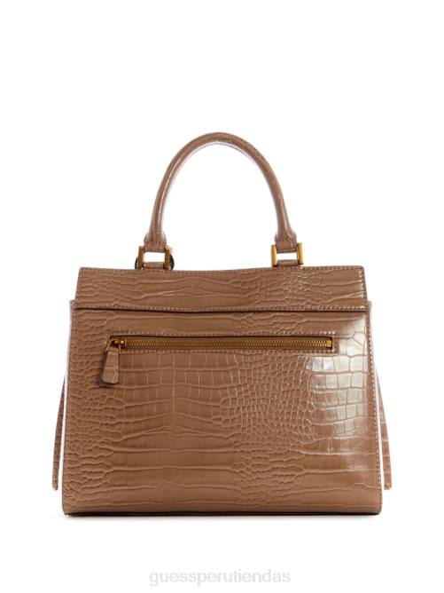 GUESS bolso satchel katey de lujo con relieve de cocodrilo mujer 0P8X3278 lirio verde bolsas