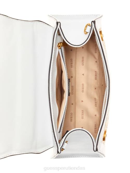 GUESS bolso satchel plegable de bambú con logo de paja stephi mujer 0P8X2765 blanco multicolor bolsas