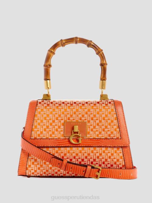 GUESS bolso satchel plegable de bambú stephi mujer 0P8X2768 logotipo naranja bolsas
