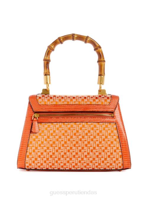 GUESS bolso satchel plegable de bambú stephi mujer 0P8X2768 logotipo naranja bolsas