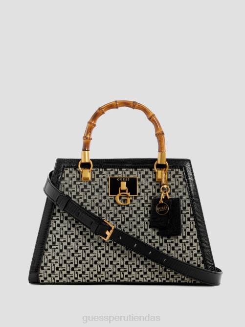 GUESS bolso satchel stephi de bambú con logo en jacquard mujer 0P8X2866 florecer bolsas