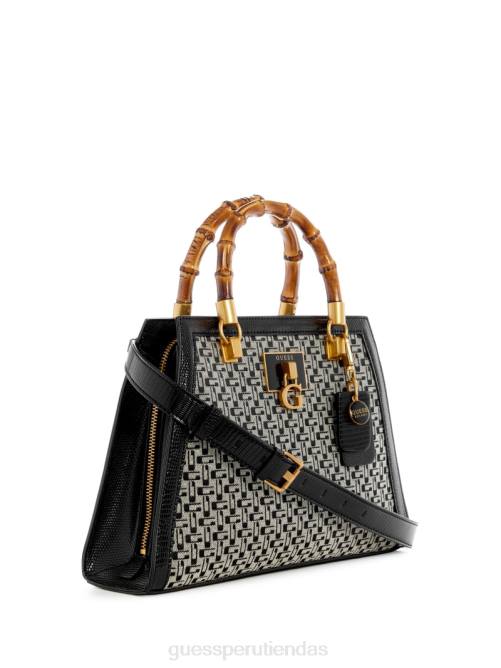 GUESS bolso satchel stephi de bambú con logo en jacquard mujer 0P8X2866 florecer bolsas