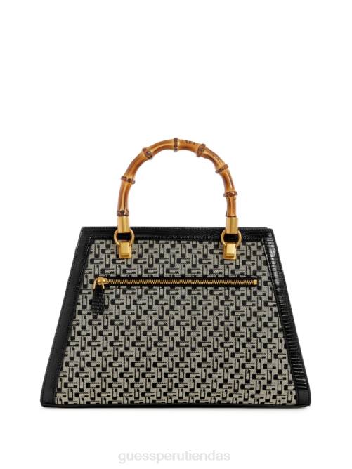 GUESS bolso satchel stephi de bambú con logo en jacquard mujer 0P8X2866 florecer bolsas