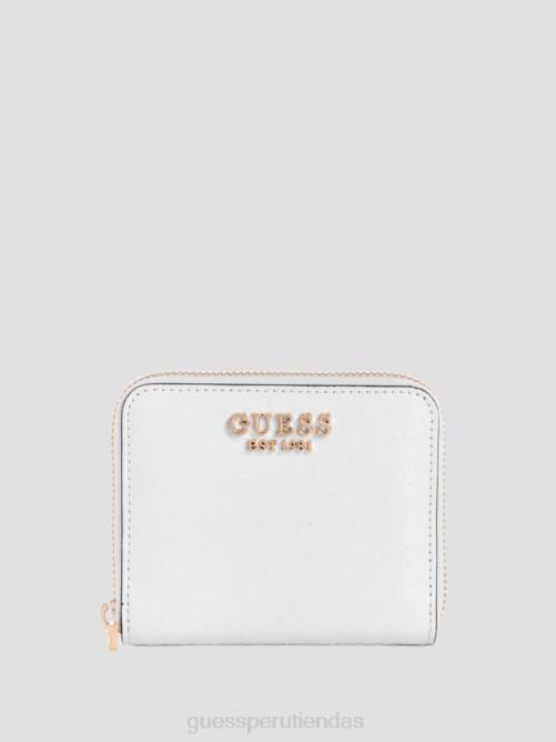 GUESS cartera Alexie pequeña con cremallera alrededor y logo mujer 0P8X3164 blanco multicolor bolsas