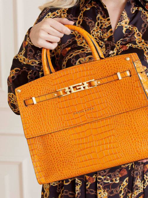 GUESS cartera cristina de piel de cocodrilo mujer 0P8X3286 naranja bolsas