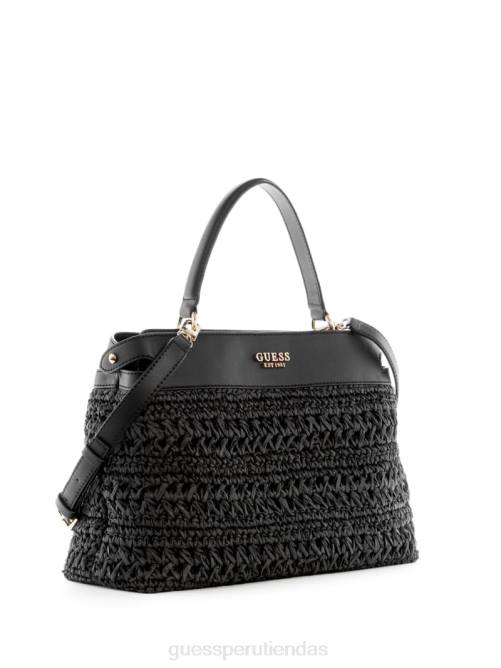 GUESS cartera de paja de crochet de liguria mujer 0P8X2904 estampado floral negro bolsas