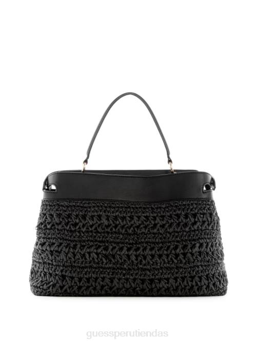 GUESS cartera de paja de crochet de liguria mujer 0P8X2904 estampado floral negro bolsas