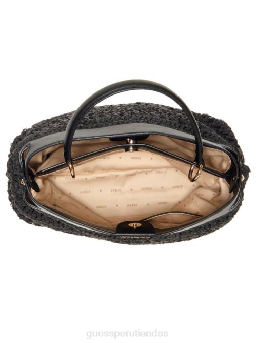 GUESS cartera de paja de crochet de liguria mujer 0P8X2904 estampado floral negro bolsas