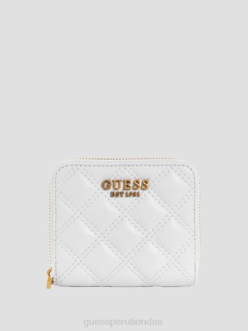 GUESS cartera giully pequeña con cremallera alrededor mujer 0P8X3137 blanco multicolor bolsas