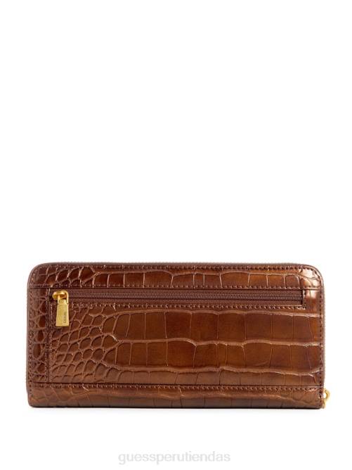 GUESS cartera james croc grande con cremallera alrededor mujer 0P8X3125 bronce bolsas