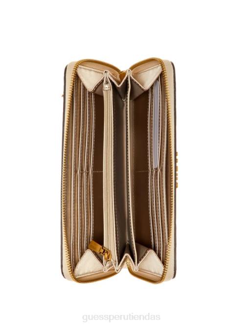 GUESS cartera james croc grande con cremallera alrededor mujer 0P8X3125 bronce bolsas