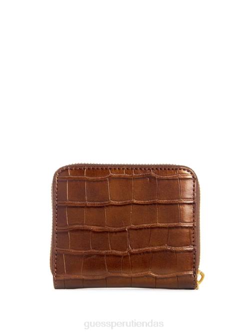 GUESS cartera james croc pequeña con cremallera alrededor mujer 0P8X3126 bronce bolsas