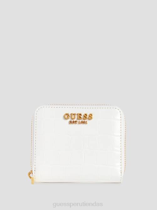GUESS cartera james croc pequeña con cremallera alrededor mujer 0P8X3127 blanco multicolor bolsas