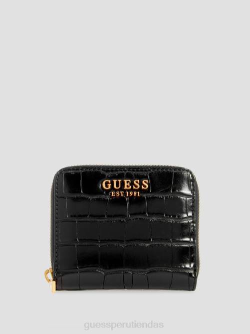 GUESS cartera james croc pequeña con cremallera alrededor mujer 0P8X3128 estampado floral negro bolsas
