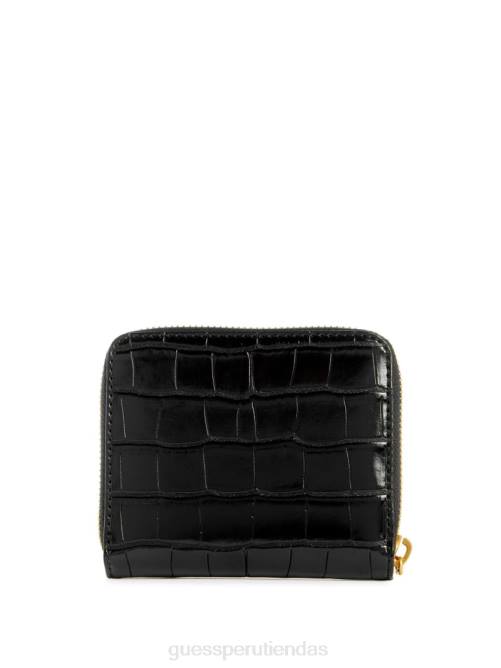GUESS cartera james croc pequeña con cremallera alrededor mujer 0P8X3128 estampado floral negro bolsas