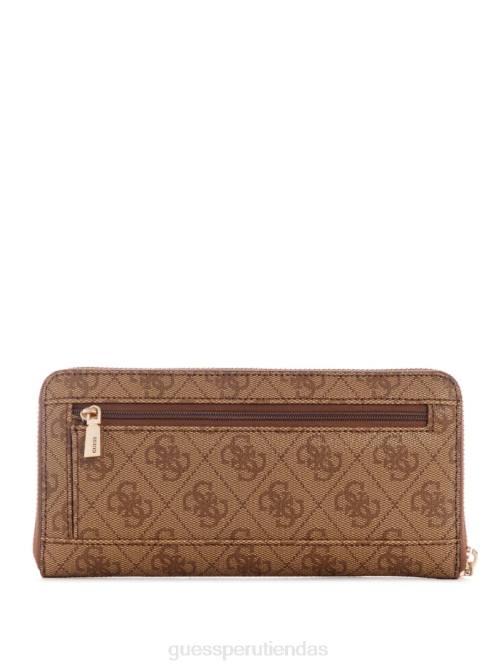GUESS cartera laurel grande con cremallera alrededor mujer 0P8X3131 logotipo de café con leche bolsas