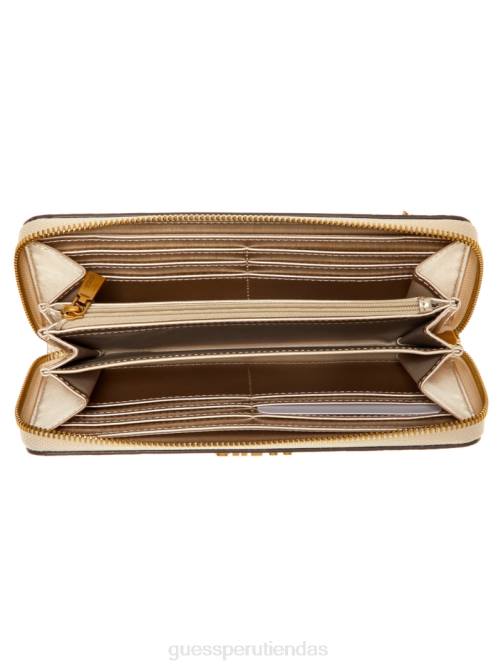 GUESS cartera laurel grande con cremallera alrededor mujer 0P8X3131 logotipo de café con leche bolsas