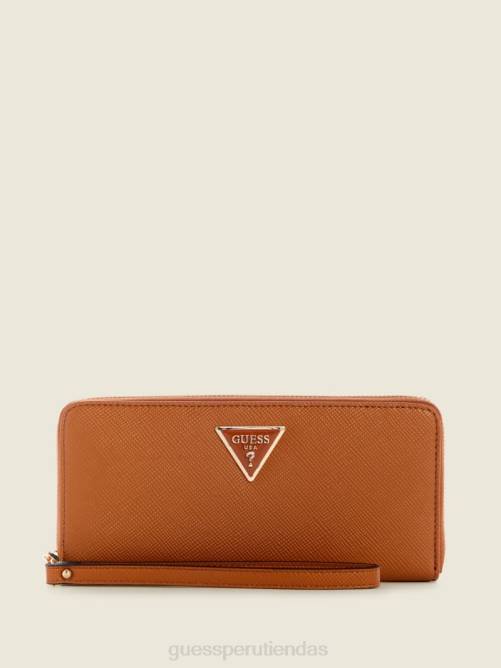 GUESS cartera laurel grande con cremallera alrededor mujer 0P8X3160 coñac ligero bolsas