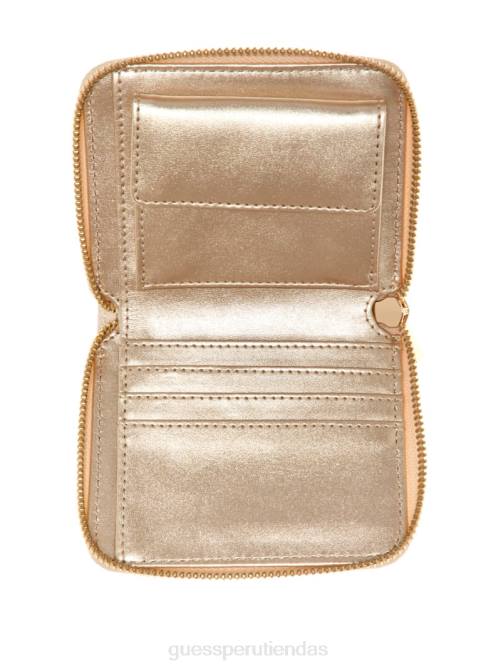 GUESS cartera laurel pequeña con cremallera alrededor mujer 0P8X3129 logotipo de café con leche bolsas